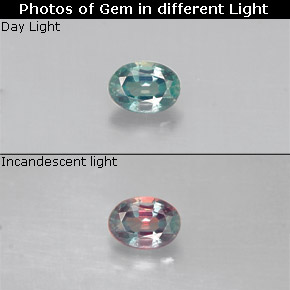 Alejandrita multicolor natural de 0,13 ct, corte óvalo, VS