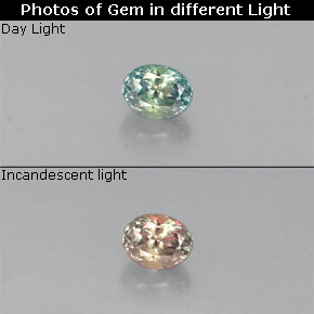 Alejandrita multicolor natural de 0,13 ct, corte óvalo, VS