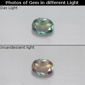 Alejandrita multicolor natural de 0,14 ct, corte óvalo, VS