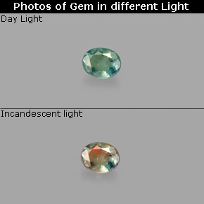 Alejandrita multicolor natural de 0,12 ct, corte óvalo, VS