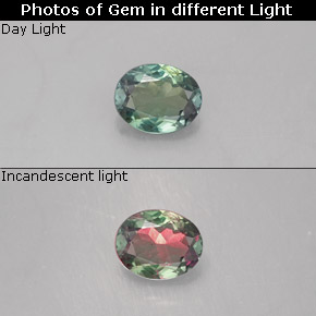 Alejandrita multicolor natural de 0,30 ct, corte óvalo, VVS-VS