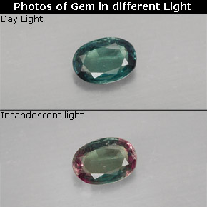Alejandrita multicolor natural de 0,25 ct, corte óvalo, VS