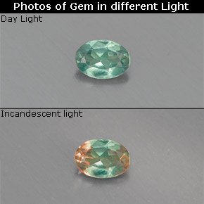 Alejandrita multicolor natural de 0,10 ct, corte óvalo, VS