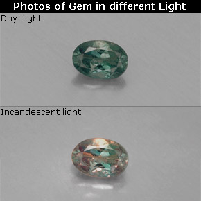 Alejandrita multicolor natural de 0,12 ct, corte óvalo, VS