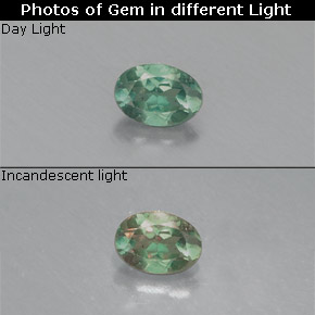 Alejandrita multicolor natural de 0,13 ct, corte óvalo, VS