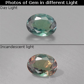 Alejandrita multicolor natural de 0,22 ct, corte óvalo, VS