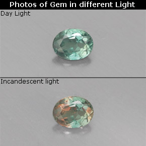 Alejandrita multicolor natural de 0,13 ct, corte óvalo, VS