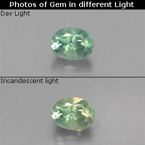 Alejandrita multicolor natural de 0,20 ct, corte óvalo, VS