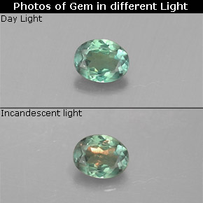 Alejandrita multicolor natural de 0,13 ct, corte óvalo, VS