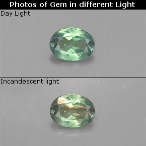 Alejandrita multicolor natural de 0,14 ct, corte óvalo, VS