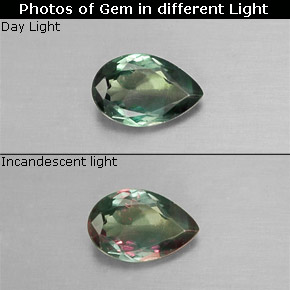 Alejandrita multicolor natural de 0,34 ct, en forma de pera, VS