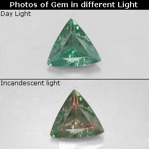 Alejandrita multicolor natural de 0,19 ct, trillón, VS