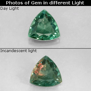 Alejandrita multicolor natural de 0,24 ct, trillón, VS