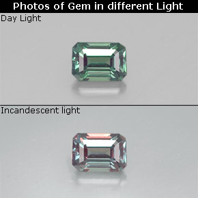 Alejandrita multicolor natural de 0,25 ct, corte esmeralda, VVS-VS