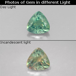 Alejandrita multicolor natural de 0,24 ct, trillón, VS