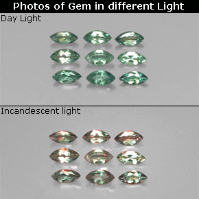 Gemas de alejandrita cambio de color natural de  ct, marquesa, VS