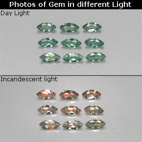 Gemas de alejandrita multicolor natural de  ct, marquesa, VS