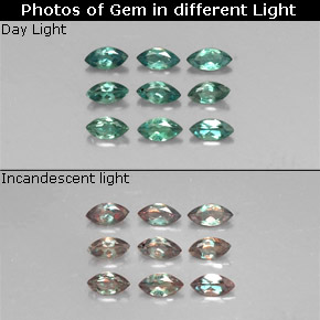 Gemas de alejandrita multicolor natural de  ct, marquesa, VS