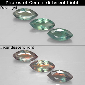 Gemas de alejandrita multicolor natural de  ct, marquesa, VS