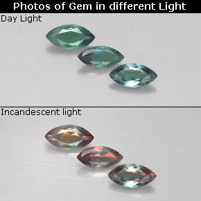 Gemas de alejandrita multicolor natural de  ct, marquesa, VS