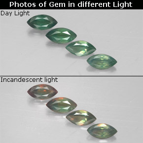 Gemas de Alexandrita Verde/rojo natural de  ct, Marquesa, VS