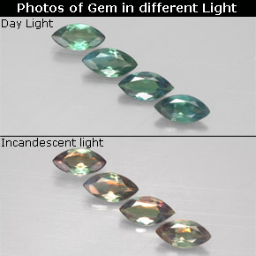 Gemas de alejandrita multicolor natural de  ct, marquesa, VS