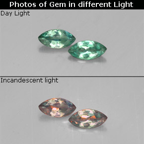Gemas de alejandrita multicolor natural de  ct, marquesa, VS