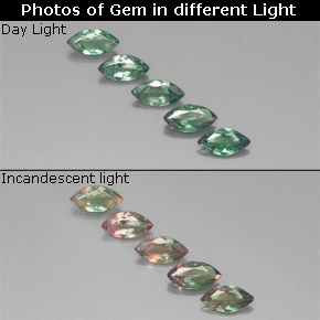 Gemas de alejandrita multicolor natural de  ct, marquesa, VS