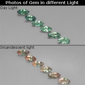 Gemas de alejandrita multicolor natural de  ct, marquesa, VS