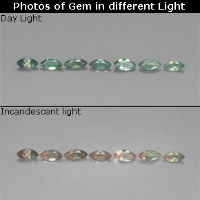 Gemas de alejandrita multicolor natural de  ct, marquesa, VS