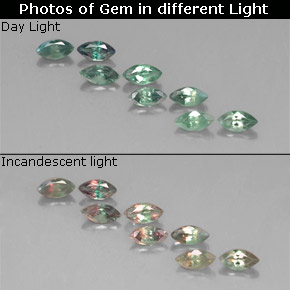 Gemas de alejandrita multicolor natural de  ct, marquesa, VS