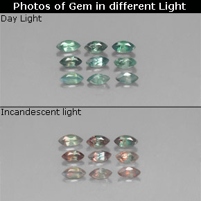 Gemas de alejandrita cambio de color natural de  ct, marquesa, VS