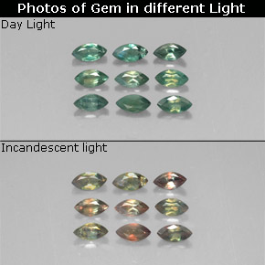 Gemas de alejandrita multicolor natural de  ct, marquesa, VS