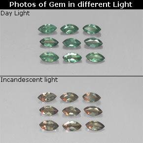 Gemas de alejandrita cambio de color natural de  ct, marquesa, VS