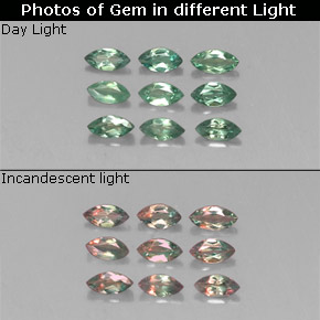 Gemas de alejandrita multicolor natural de  ct, marquesa, VS