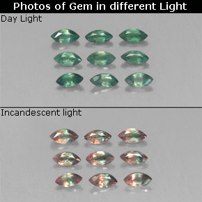 Gemas de alejandrita cambio de color natural de  ct, marquesa, VS