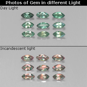 Gemas de alejandrita multicolor natural de  ct, marquesa, VS