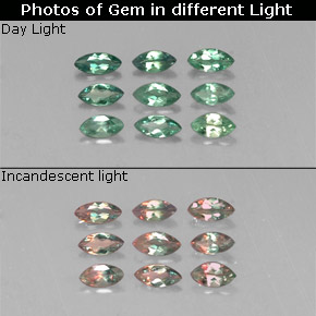 Gemas de Alexandrita Verde/rojo natural de  ct, Marquesa, VS