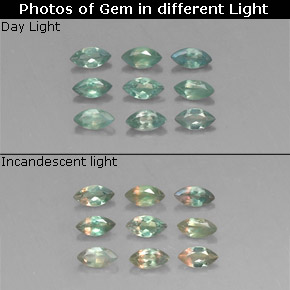 Gemas de alejandrita multicolor natural de  ct, marquesa, VVS-VS