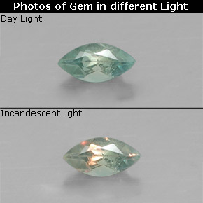 Alejandrita multicolor natural de 0,10 ct, marquesa, VVS-VS