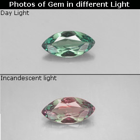 Alejandrita multicolor natural de 0,26 ct, marquesa, VS