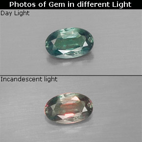 Alejandrita multicolor natural de 0,17 ct, corte óvalo, VS