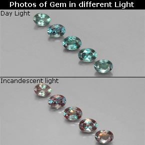 Gemas de alejandrita multicolor natural de  ct, corte óvalo, VS