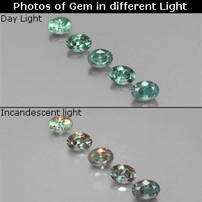Gemas de alejandrita multicolor natural de  ct, corte óvalo, VS