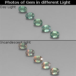 Gemas de alejandrita multicolor natural de  ct, corte óvalo, VS