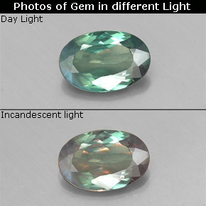 Alejandrita multicolor natural de 0,42 ct, corte óvalo, VS