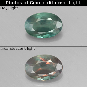 Alejandrita multicolor natural de 0,45 ct, corte óvalo, VS-SI