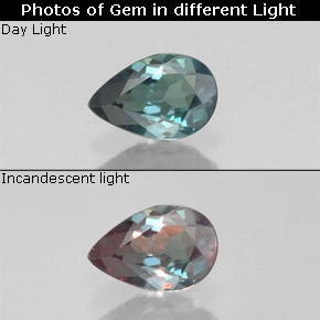 Alejandrita multicolor natural de 0,34 ct, en forma de pera, VS-SI