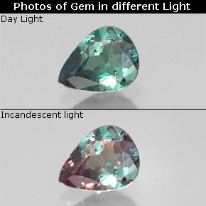 Alejandrita multicolor natural de 0,28 ct, en forma de pera, VVS-VS