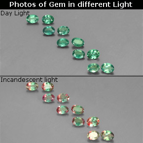 Gemas de Alexandrita Verde/rojo natural de  ct, Corte Óvalo, VS